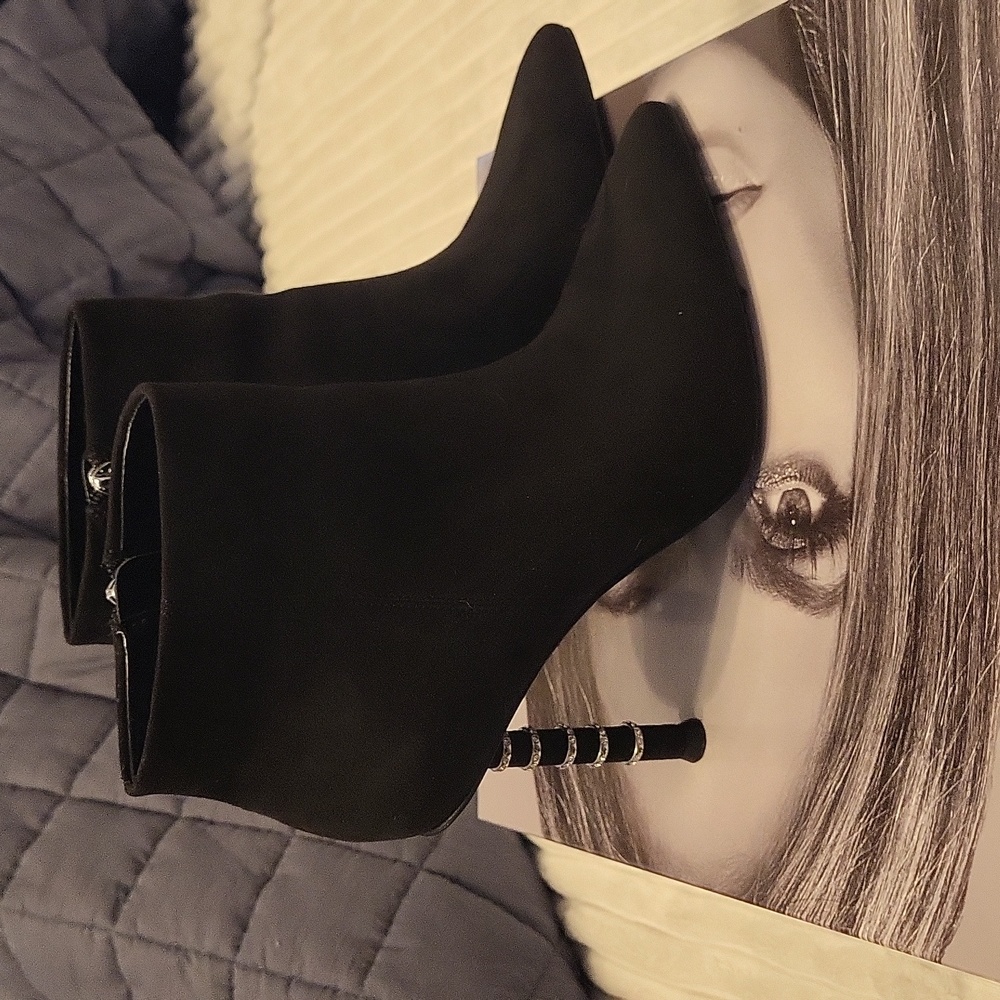 Black JLo rhinestone heeled booties